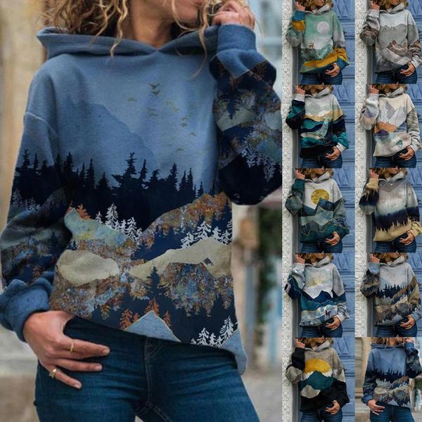 women's hoodies & sweatshirts plus size sweatshirt 2021 fashion mountain printed pullover autumn winter long sleeve woman, Black
women's hoodies & sweatshirts plus size sweatshirt 2021 fashion mountain printed pullover autumn winter long sleeve woman, Black