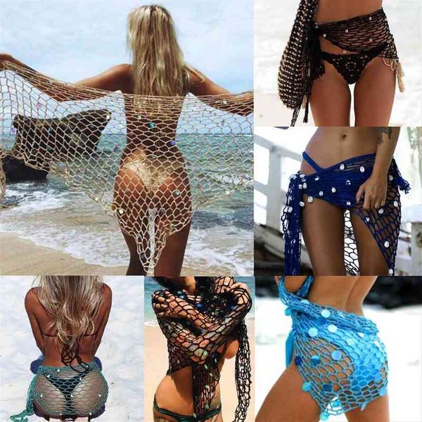 women bikini cover-ups fishnet crochet wrap shawls beach skirts tunic pareo ladies swimwear cover up, White;black
women bikini cover-ups fishnet crochet wrap shawls beach skirts tunic pareo ladies swimwear cover up, White;black
