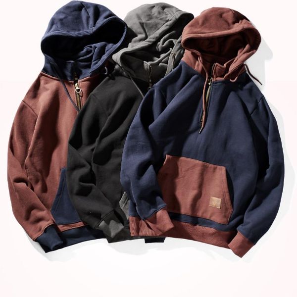 men's hoodies & sweatshirts fleece thickened hooded pullover japanese-style retro autumn and winter thick contrast color sports hoodie, Black
men's hoodies & sweatshirts fleece thickened hooded pullover japanese-style retro autumn and winter thick contrast color sports hoodie, Black