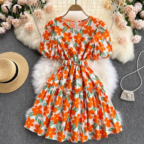 yuoomuoo good quality comfy flower print summer dress elegant sash bandage a-line korean vestidos puff sleeve short women party dresses, White;black
yuoomuoo good quality comfy flower print summer dress elegant sash bandage a-line korean vestidos puff sleeve short women party dresses, White;black