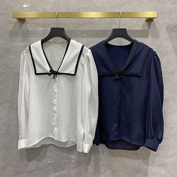 women's blouses & shirts elegant arrival of women 100% silk sailor collar c639, White
women's blouses & shirts elegant arrival of women 100% silk sailor collar c639, White
