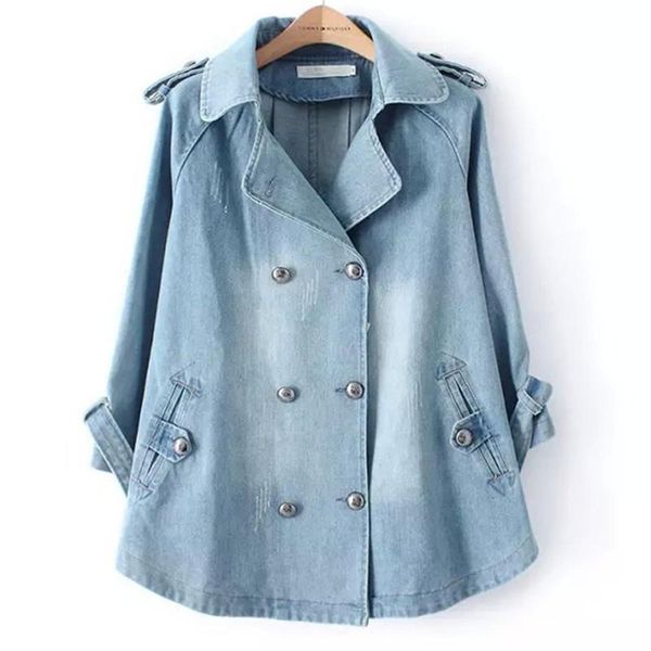 women's jackets harajuku short loose denim cape coat women spring 2021 plus size vintage wash double breasted jeans jacket ladies basic, Black;brown
women's jackets harajuku short loose denim cape coat women spring 2021 plus size vintage wash double breasted jeans jacket ladies basic, Black;brown