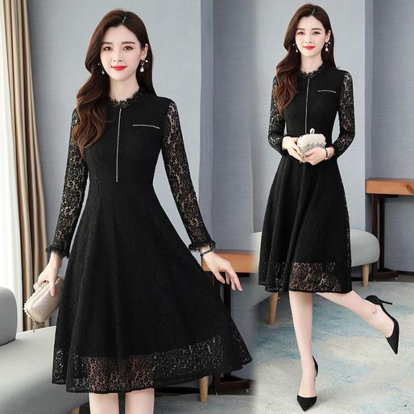 casual dresses 2021 vintage female black lace midi spring summer plus size long sleeve dress elegant women bodycon party vestidos, Black;gray
casual dresses 2021 vintage female black lace midi spring summer plus size long sleeve dress elegant women bodycon party vestidos, Black;gray