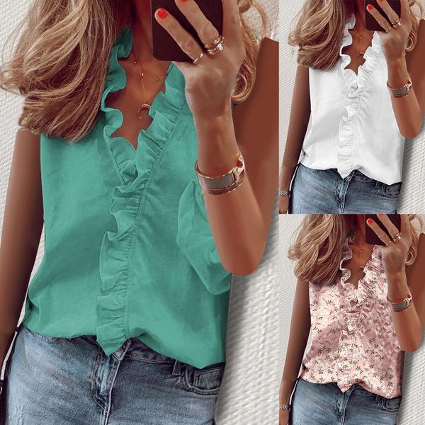 summer breathable women shirt sleeveless v neck ruffled hem blouse vest short sleeve cotton summer soft clothing x0521, White
summer breathable women shirt sleeveless v neck ruffled hem blouse vest short sleeve cotton summer soft clothing x0521, White