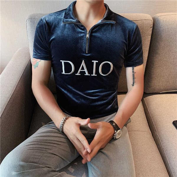 summer velvet polo shirts men short sleeve slim fit zipper polos business social lapel tee casual streetwear men clothing 210527, White;black
summer velvet polo shirts men short sleeve slim fit zipper polos business social lapel tee casual streetwear men clothing 210527, White;black