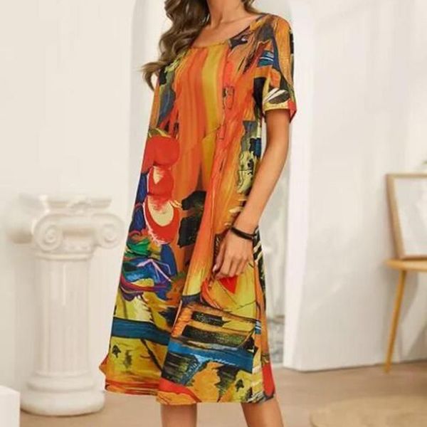 ethnic clothing summer casual loose dress women plus size colorful print short sleeves o-neck ladies leisure, Red
ethnic clothing summer casual loose dress women plus size colorful print short sleeves o-neck ladies leisure, Red