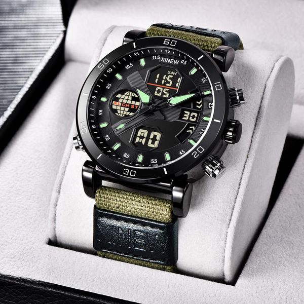 wristwatches mens quartz digital watch duoble scale stainless steel military sports analog wristwatch fashion nylon strap relogio masculino, Slivery;brown
wristwatches mens quartz digital watch duoble scale stainless steel military sports analog wristwatch fashion nylon strap relogio masculino, Slivery;brown