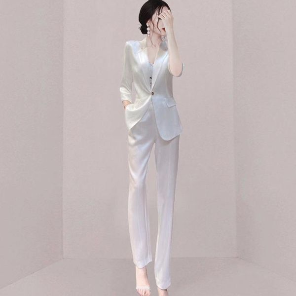 women's t-shirt 2021 style spring and summer professional temperament suit fashion high end celebrity two piece, White
women's t-shirt 2021 style spring and summer professional temperament suit fashion high end celebrity two piece, White