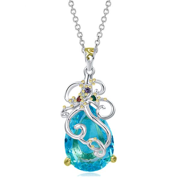 beautiful teardrop blue zircon pendant necklace trendy design stunning crystal jewelry for women, Silver
beautiful teardrop blue zircon pendant necklace trendy design stunning crystal jewelry for women, Silver