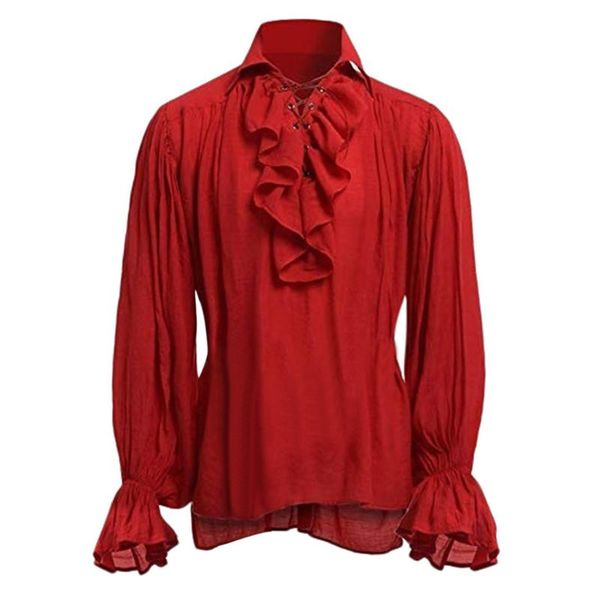 men's casual shirts pirate medieval ruffled gothic men steampunk victorian cosplay costume renaissance lace-up tee, White;black
men's casual shirts pirate medieval ruffled gothic men steampunk victorian cosplay costume renaissance lace-up tee, White;black