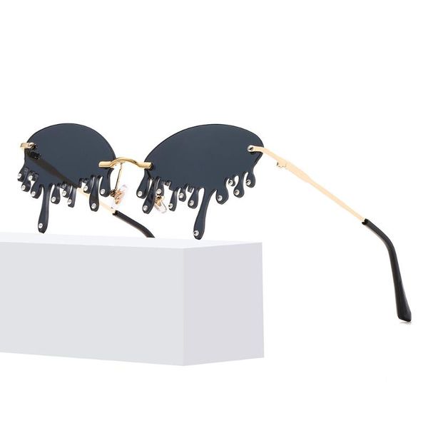 sunglasses personality diamond men and women metal rimless tears european american trend funny glasses, White;black
sunglasses personality diamond men and women metal rimless tears european american trend funny glasses, White;black