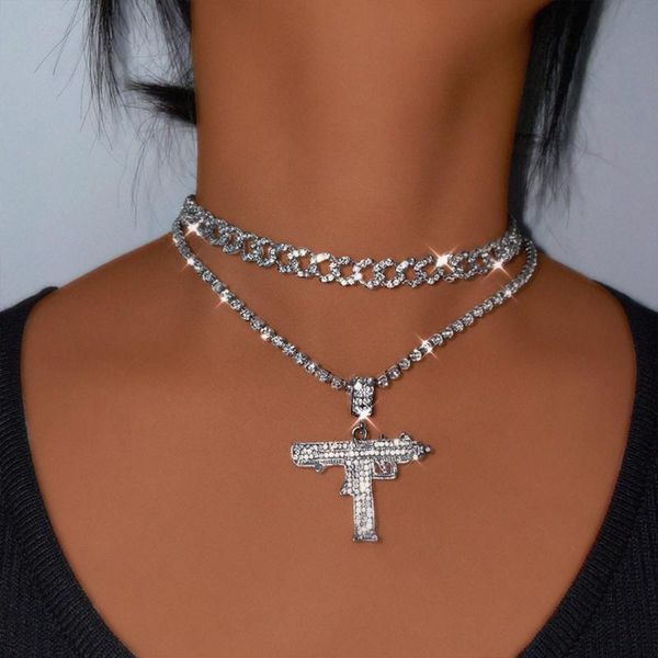 chains punk machine gun cuban link chain necklace for women men shiny multi-layer rhinestone chunky metal choker jewelry gift, Silver
chains punk machine gun cuban link chain necklace for women men shiny multi-layer rhinestone chunky metal choker jewelry gift, Silver