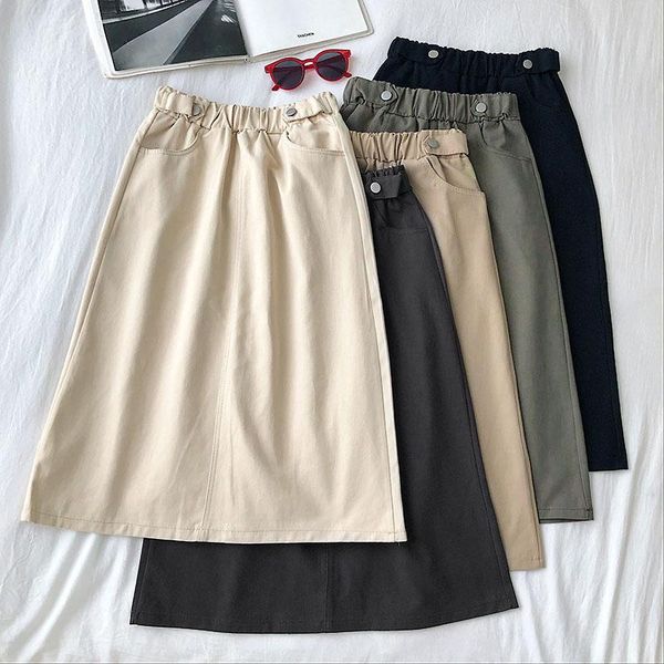skirts harajuku solid a-line women skirt casual vintage females elastic waist spring ladies high button knee length, Black
skirts harajuku solid a-line women skirt casual vintage females elastic waist spring ladies high button knee length, Black