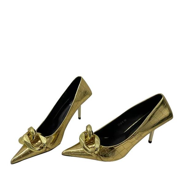 dress shoes gold heels classic party for women pointed toe high silver metal ladies pumps stiletto chaussure femme talon, Black
dress shoes gold heels classic party for women pointed toe high silver metal ladies pumps stiletto chaussure femme talon, Black