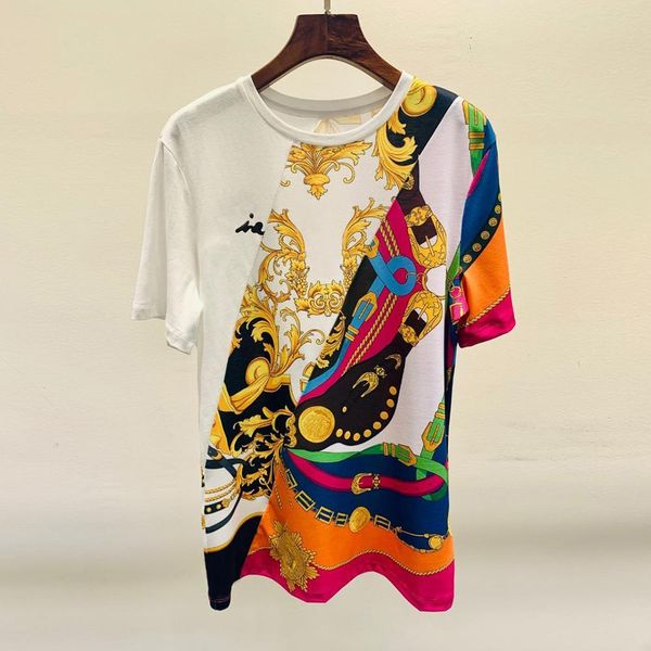 t shirt early spring runway design women print pattern contrast color short sleeve o-neck cotton summer t-shirt casual, White
t shirt early spring runway design women print pattern contrast color short sleeve o-neck cotton summer t-shirt casual, White