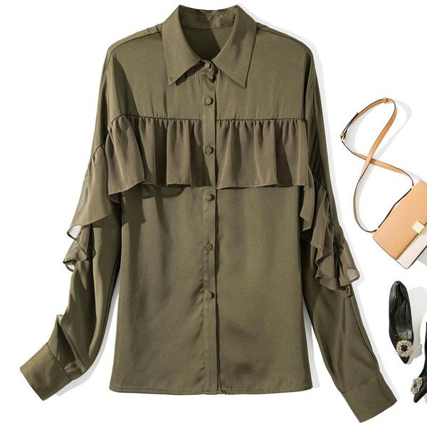 women fashion turn down collar ruffles full sleeve shirt blouse women's blouses & shirts, White
women fashion turn down collar ruffles full sleeve shirt blouse women's blouses & shirts, White