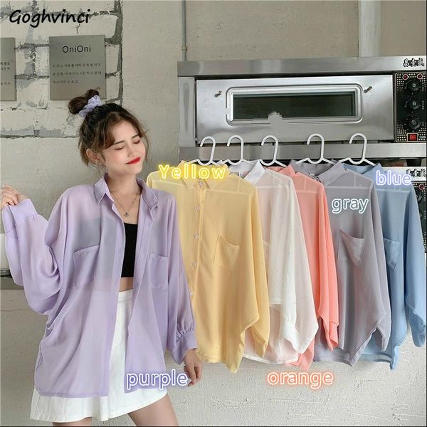 solid colorful summer sun proof women blouses chiffon breathable thin korean style all match loose daily outwear shirts, White
solid colorful summer sun proof women blouses chiffon breathable thin korean style all match loose daily outwear shirts, White