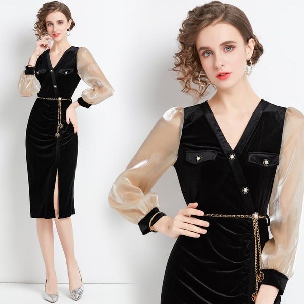casual dresses simgent french style dress women elegant velvet patchwork buttons pockets v-neck slit office ladies robe femme sg110263, Black;gray
casual dresses simgent french style dress women elegant velvet patchwork buttons pockets v-neck slit office ladies robe femme sg110263, Black;gray