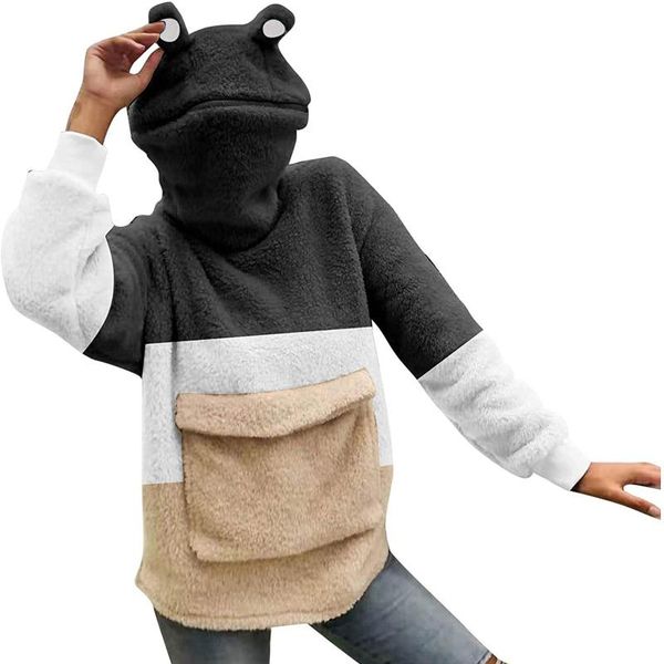 women's hoodies & sweatshirts women oversized pullover comfy cute-frog casual zipper hooded fuzzy fleece front pocket loose harajuku, Black
women's hoodies & sweatshirts women oversized pullover comfy cute-frog casual zipper hooded fuzzy fleece front pocket loose harajuku, Black