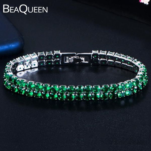 beaqueen shiny double row full 4mm round cubic zirconia stones paved green tennis bracelets women jewelry with extension b185 link, chain, Black
beaqueen shiny double row full 4mm round cubic zirconia stones paved green tennis bracelets women jewelry with extension b185 link, chain, Black