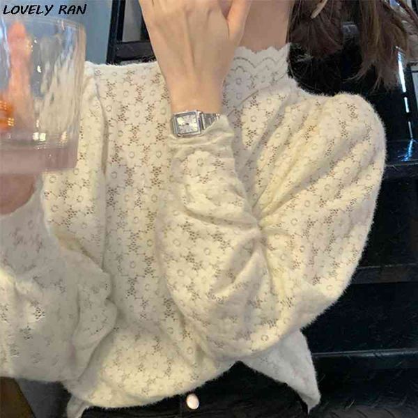 women's knits & tees lace flower hollow out sanding blouse zipper lantern long sleeve female blouses spring sweet korean ladies t, White
women's knits & tees lace flower hollow out sanding blouse zipper lantern long sleeve female blouses spring sweet korean ladies t, White