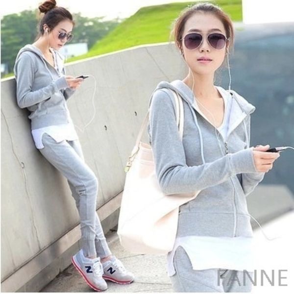 spring autumn korean version thin hooded sweater long sve sports leisure suit loose and thin, good quality three piece set, Gray
spring autumn korean version thin hooded sweater long sve sports leisure suit loose and thin, good quality three piece set, Gray