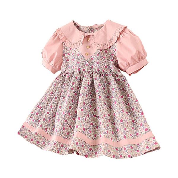 children's dress 2021 summer girl's girl short-sleeved floral fashion cute lapel princess dresses, Red;yellow
children's dress 2021 summer girl's girl short-sleeved floral fashion cute lapel princess dresses, Red;yellow