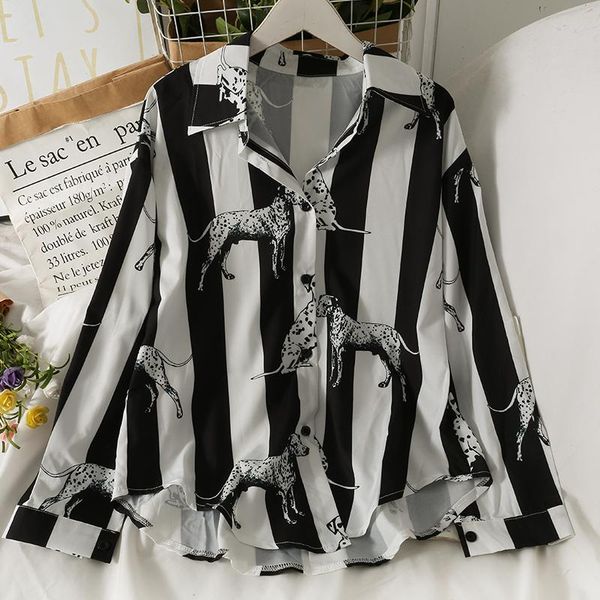 women's blouses & shirts vertical pattern blouse female printing 2021 early autumn blusa single-breasted cardigan wild loose fashion sh, White
women's blouses & shirts vertical pattern blouse female printing 2021 early autumn blusa single-breasted cardigan wild loose fashion sh, White