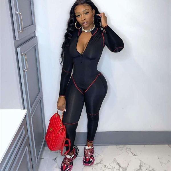 women's jumpsuits & rompers fashion slim women stand neck zipper long sleeve collect waist bodycon legging suitable sports club, Black;white
women's jumpsuits & rompers fashion slim women stand neck zipper long sleeve collect waist bodycon legging suitable sports club, Black;white