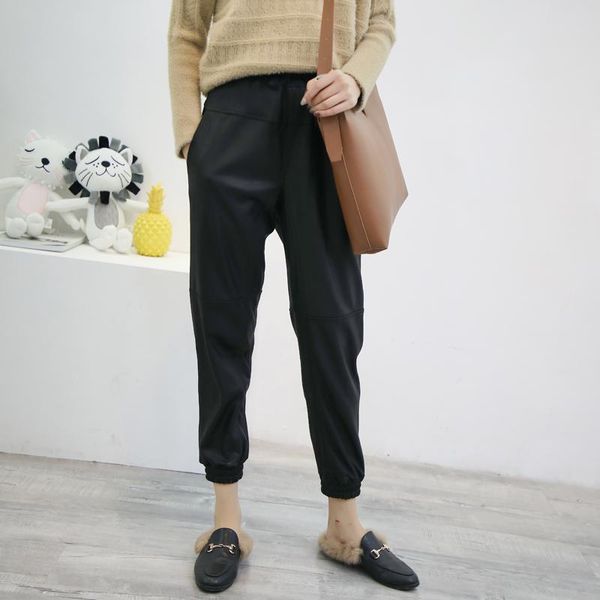 women's pants & capris comfortable woman closed-leg trousers female imported matte leather elastic waist tapered harem loose pantalon, Black;white
women's pants & capris comfortable woman closed-leg trousers female imported matte leather elastic waist tapered harem loose pantalon, Black;white