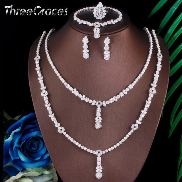 earrings & necklace threegraces 4pcs shiny cz wedding party bracelet ring sets for women banquet dinner jewelry accessories tz590, Silver
earrings & necklace threegraces 4pcs shiny cz wedding party bracelet ring sets for women banquet dinner jewelry accessories tz590, Silver