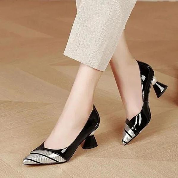 dress shoes women classic pointed toe silver & black pu leather square heel lady cool autumn heels zapatos dama e9196
dress shoes women classic pointed toe silver & black pu leather square heel lady cool autumn heels zapatos dama e9196