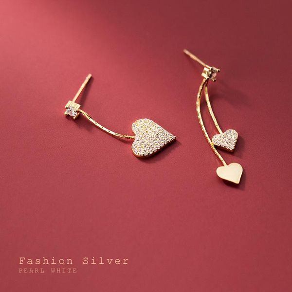 stud 925 sterling silver earrings with charm crystal heart love asymmetrical ear pierced korean earings fashion jewelry 2021, Golden;silver
stud 925 sterling silver earrings with charm crystal heart love asymmetrical ear pierced korean earings fashion jewelry 2021, Golden;silver