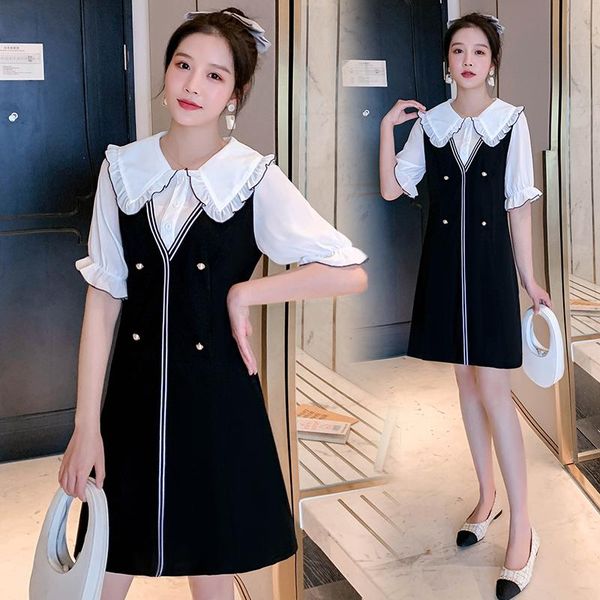 929# maternity dress summer short sleeves false two pieces patchwork loose stylish pregnant women mom dresses, White
929# maternity dress summer short sleeves false two pieces patchwork loose stylish pregnant women mom dresses, White