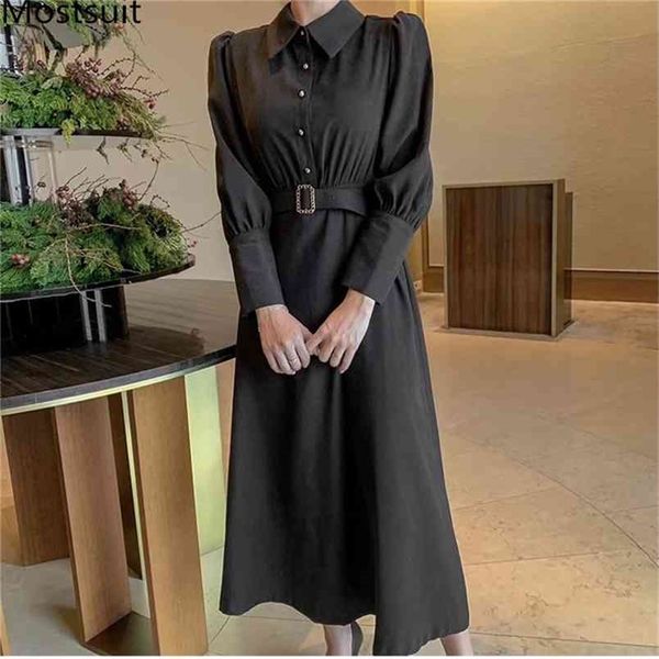 autumn korean vintage sashes long dress women sleeve turn-down collar single-breasted pleated dresses fashion vestidos 210513, Black;gray
autumn korean vintage sashes long dress women sleeve turn-down collar single-breasted pleated dresses fashion vestidos 210513, Black;gray