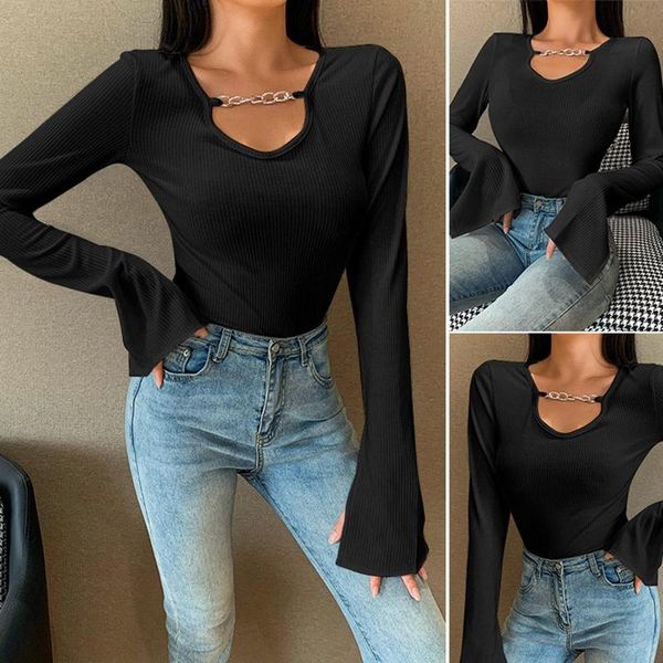 women's t-shirt solid color v-neck pullover temperament commuter slim long sleeve black, White
women's t-shirt solid color v-neck pullover temperament commuter slim long sleeve black, White