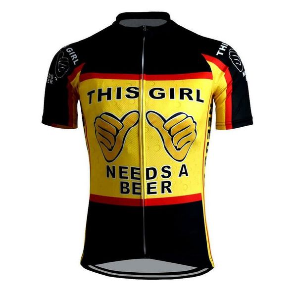 2021 retro this girl needs a beer summer cycling short sleeve jersey, Black;red