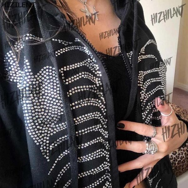 women's hoodies & sweatshirts y2k rhinestone skeleton zip up oversized 2021 summer women grunge hooded jacket streetwear retro fabric, Black
women's hoodies & sweatshirts y2k rhinestone skeleton zip up oversized 2021 summer women grunge hooded jacket streetwear retro fabric, Black