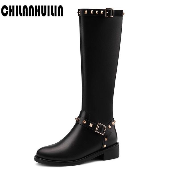 boots women knee high platform zipper winter shoes genuine leather+pu punk rivets motorcycle big size, Black
boots women knee high platform zipper winter shoes genuine leather+pu punk rivets motorcycle big size, Black