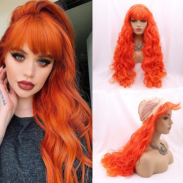 synthetic wigs long curly ginger orange red full machine made with bangs wig cosplay water natural wave glueless for women lolita hair, Black
synthetic wigs long curly ginger orange red full machine made with bangs wig cosplay water natural wave glueless for women lolita hair, Black