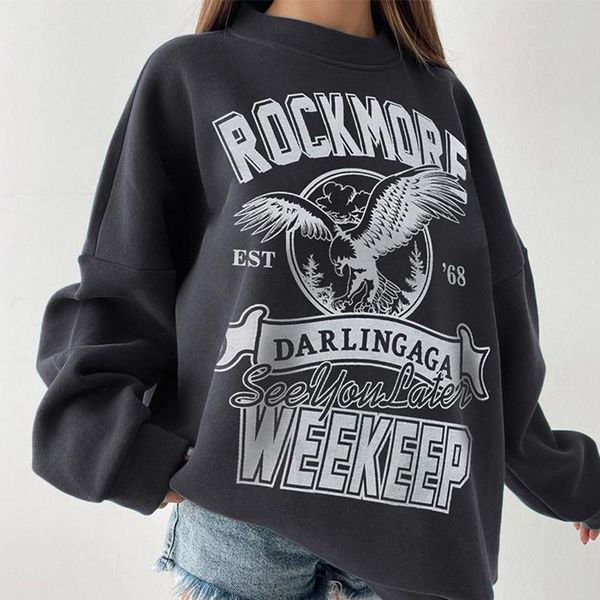 women's hoodies & sweatshirts lvinmw eagle and letter printing loose chic o neck for women hip hop streetwear casual retro long sleeve, Black
women's hoodies & sweatshirts lvinmw eagle and letter printing loose chic o neck for women hip hop streetwear casual retro long sleeve, Black