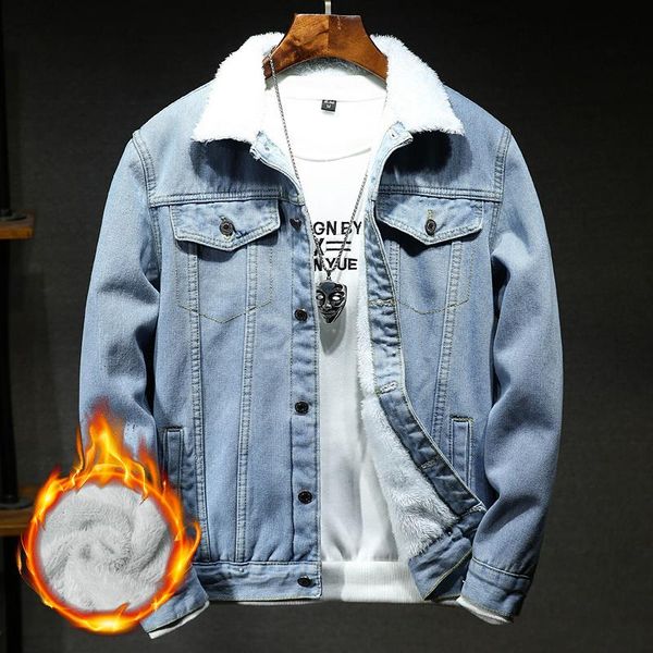 men's jackets 2021 autumn and winter brand fleece thick warm slim denim jacket classic trend young fashion fitted lapel, Black;brown
men's jackets 2021 autumn and winter brand fleece thick warm slim denim jacket classic trend young fashion fitted lapel, Black;brown