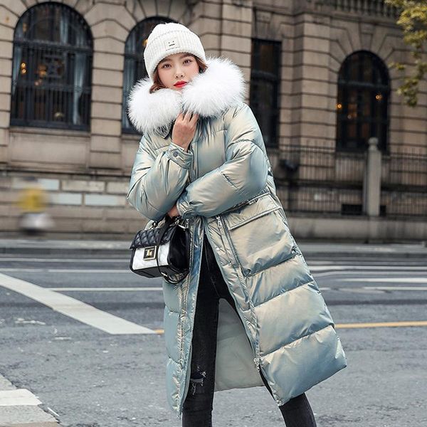 women's down & parkas winter warm glossy women fashion fur hooded pockets coats elegant long cotton jackets coat female, Black
women's down & parkas winter warm glossy women fashion fur hooded pockets coats elegant long cotton jackets coat female, Black