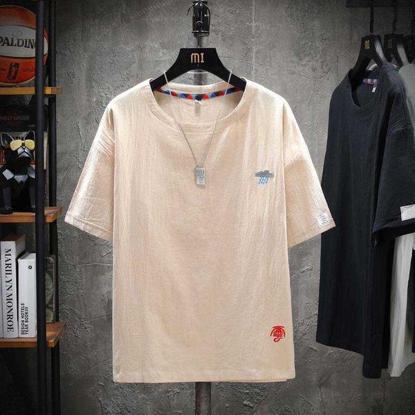 summer linen short sleeve t-shirt men's embroidered round neck 5 / 5 loose large bf style cotton hemp half, White;black
summer linen short sleeve t-shirt men's embroidered round neck 5 / 5 loose large bf style cotton hemp half, White;black