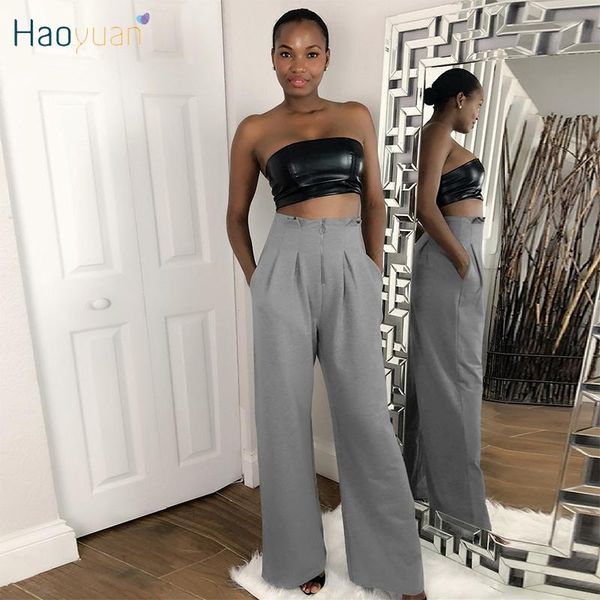 women's pants & capris haoyuan high waist wide leg pocket elegant office lady wear zipper trousers trendy clothes for women club black, Black;white
women's pants & capris haoyuan high waist wide leg pocket elegant office lady wear zipper trousers trendy clothes for women club black, Black;white