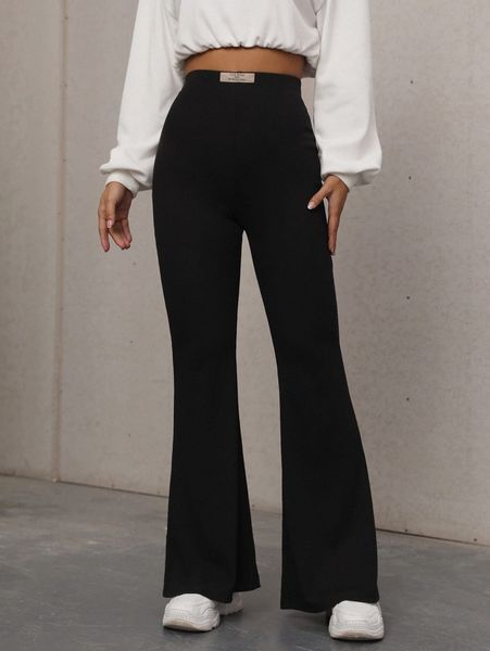 high waist patched detail flare leg pants s5zs#, Black;white
high waist patched detail flare leg pants s5zs#, Black;white