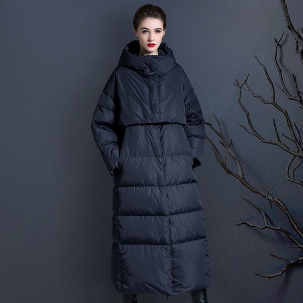 down jacket winter 2021 mid length knee korean loose coat thickened white duck bread female, Black
down jacket winter 2021 mid length knee korean loose coat thickened white duck bread female, Black