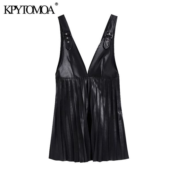 women fashion faux leather pleated mini pinafore skirt vintage v neck wide adjustable straps female skirts mujer 210416, Black
women fashion faux leather pleated mini pinafore skirt vintage v neck wide adjustable straps female skirts mujer 210416, Black