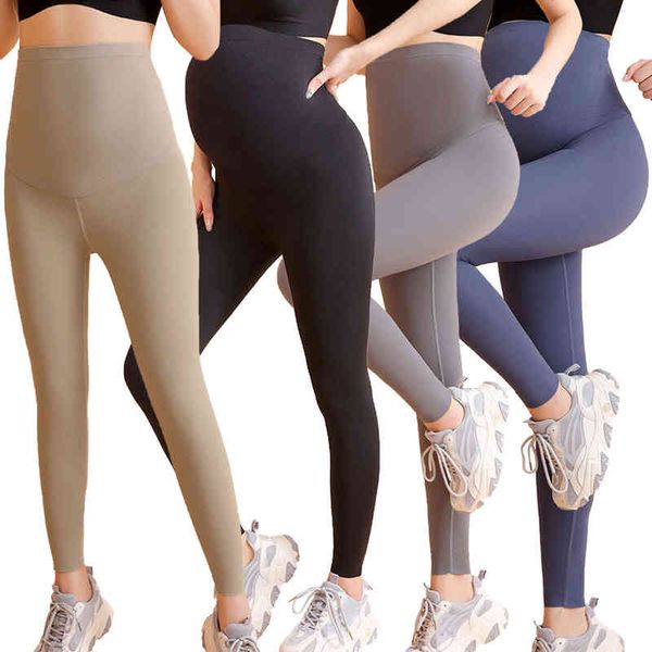 autumn yoga sports pants for pregnant women maternity leggings warm clothes pregnancy high waisted workout skinny trousers, Black