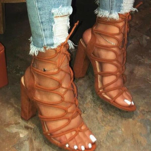 dress shoes summer women gladiator sandals ankle strap cross tie square high heel fashion party wedding ladies zapatos de mujer, Black
dress shoes summer women gladiator sandals ankle strap cross tie square high heel fashion party wedding ladies zapatos de mujer, Black